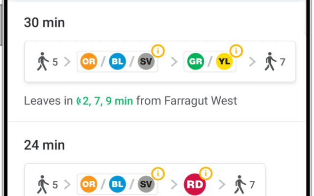 The Moovit app in use in Washington, US (Courtesy)